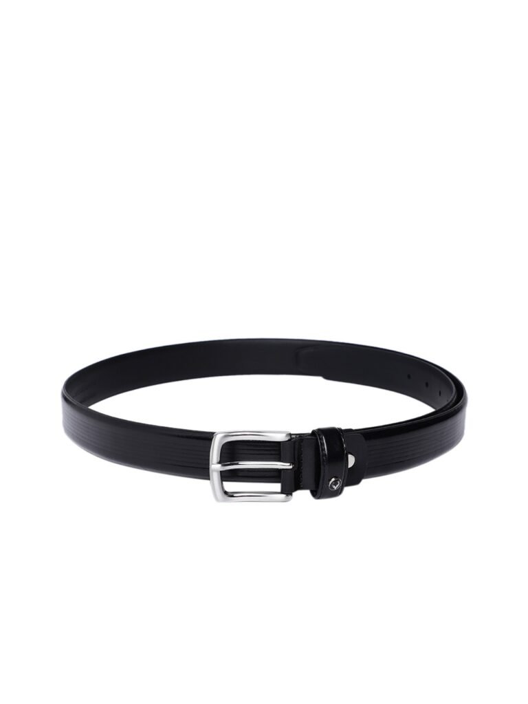 Crypto Men Self Striped Leather Belt