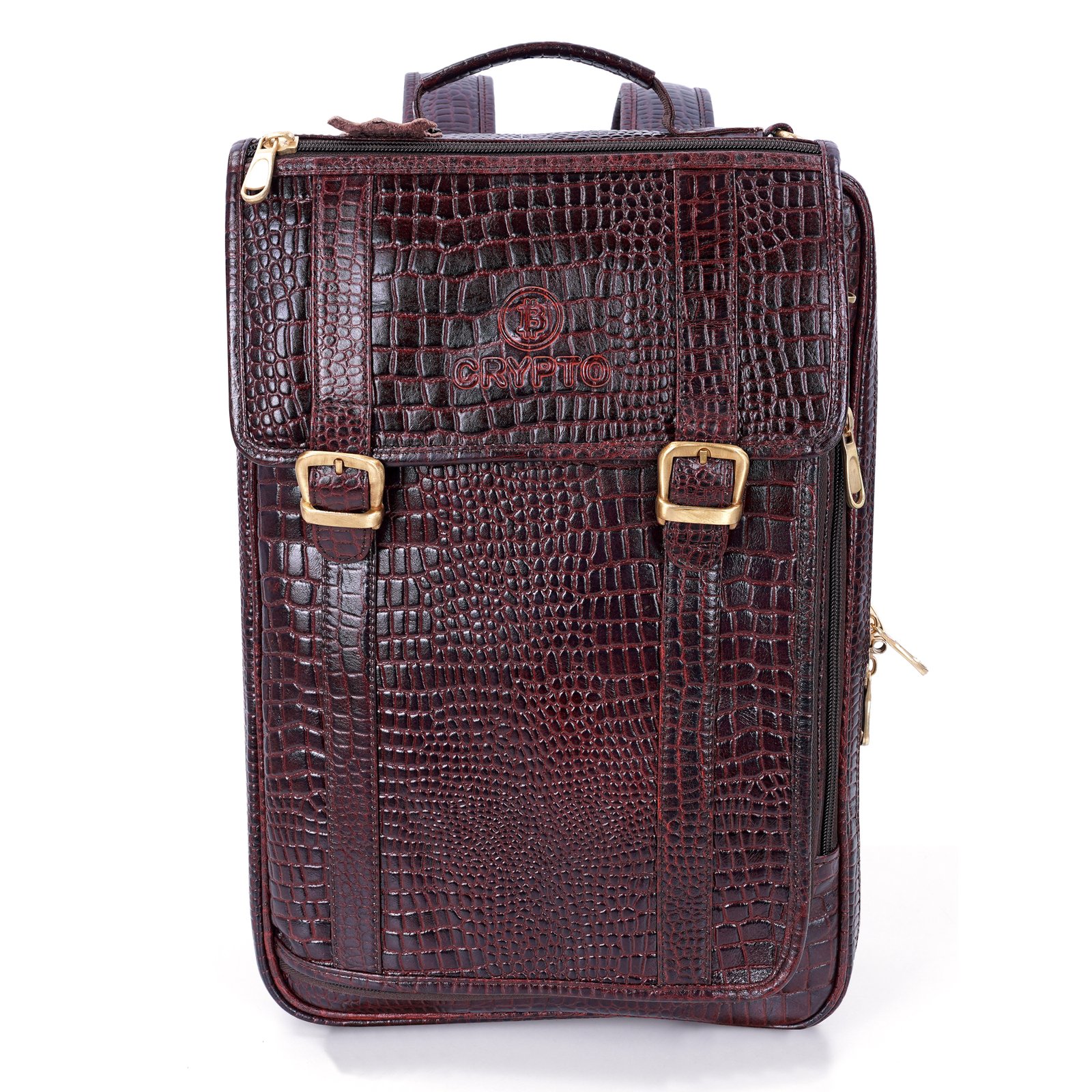 Crypto Tan Croco Genuine Laptop Backpack