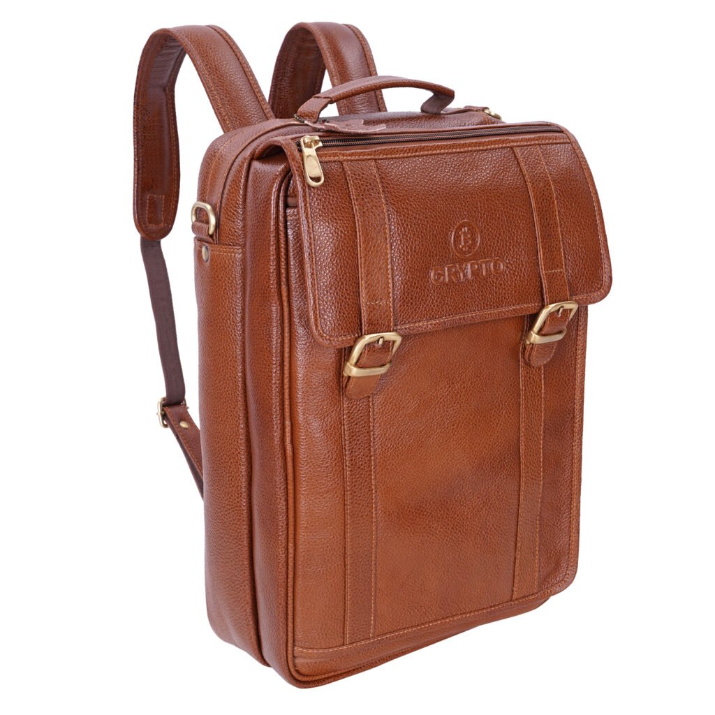 Crypto Brown Genuine Laptop Backpack