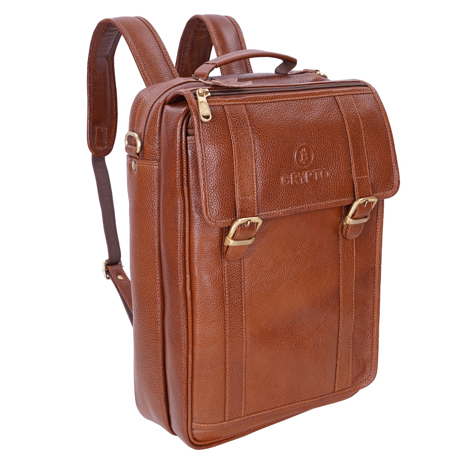 Crypto Brown Genuine Laptop Backpack